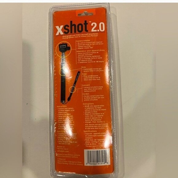 XShot 2.0 Extendable Selfie Stick For Cameras & Smartphones Adjustable 9" To 37" - Picture 2 of 3